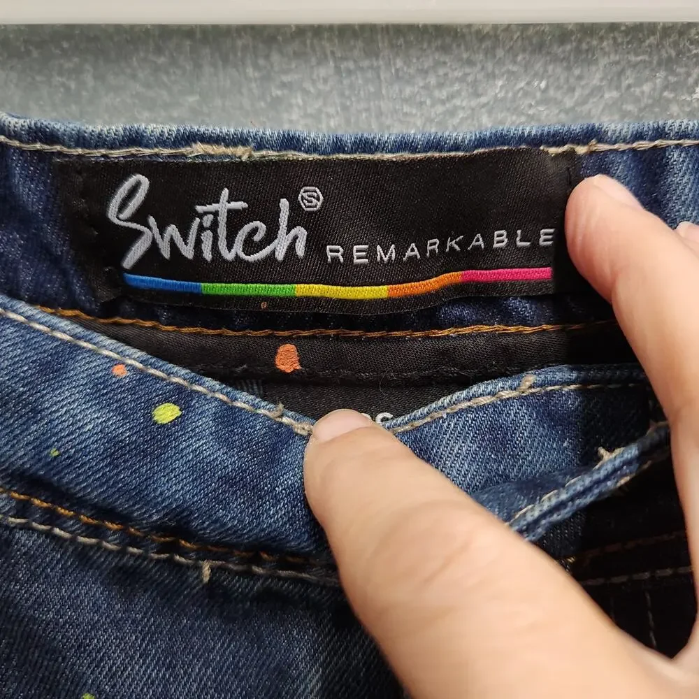 Switch Remarkable Paint Splatter Distressed Denim shorts 36